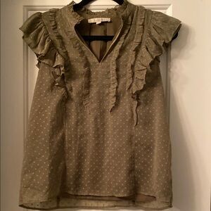 Olive Ruffled Women's Top